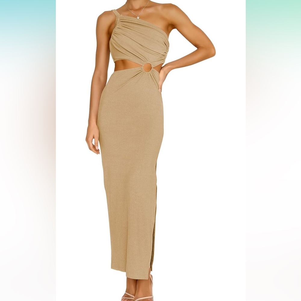 Tan cutout maxi dress, NEW WITH TAGS